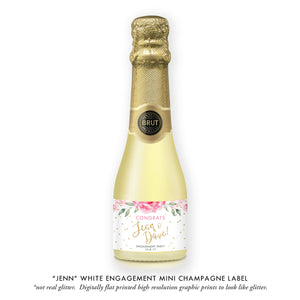 "Jenn" White Engagement Champagne Labels
