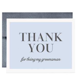 Thank You For Being My Groomsman Card, gray & blue | Josh