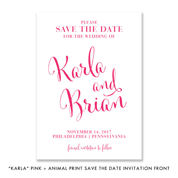 "Karla" Pink + Animal Print Save The Date Card