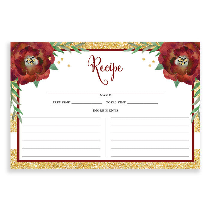 Floral + Stripe Recipe Cards |  Katelyn Gold