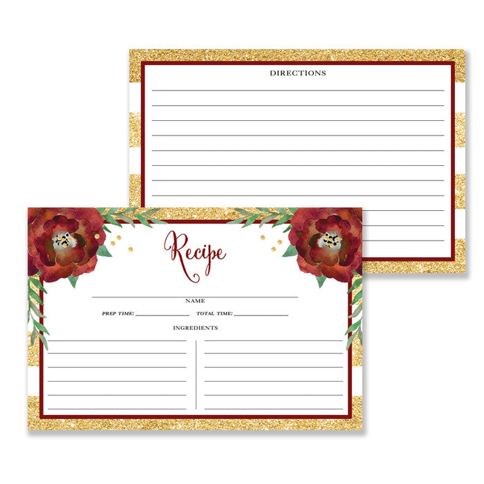 Floral + Stripe Recipe Cards |  Katelyn Gold