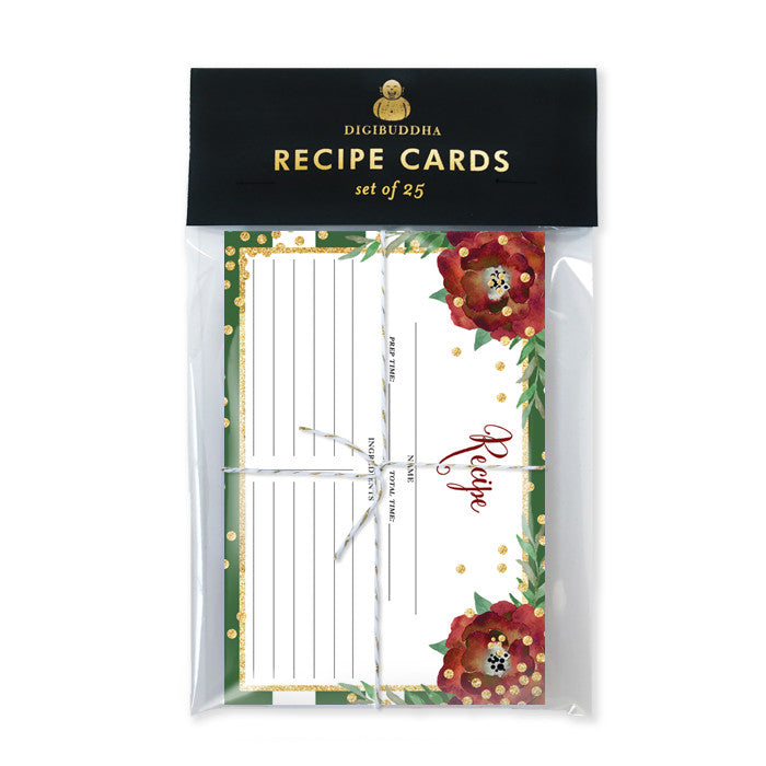 Floral + Stripe Recipe Cards |  Katelyn Green