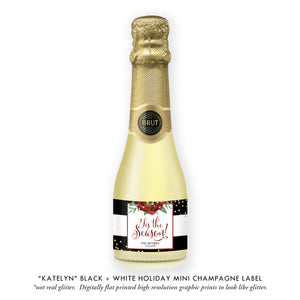 "Katelyn" Black + White Holiday Champagne Labels