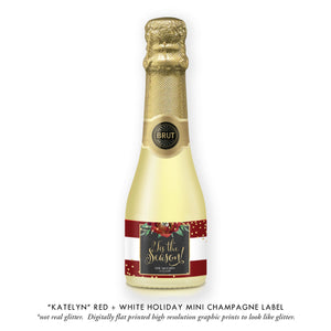 "Katelyn" Red + White Holiday Champagne Labels