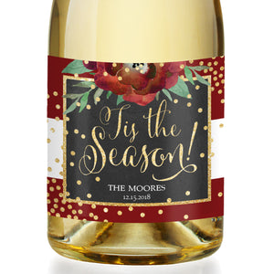 "Katelyn" Red + White Holiday Champagne Labels