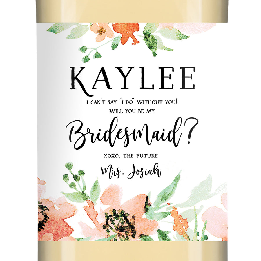 "Kaylee" Floral Bridesmaid Proposal Wine Labels