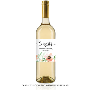"Kaylee" Floral Engagement Wine Label