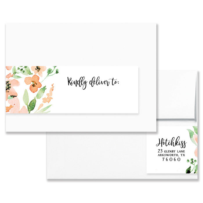 "Kaylee" Floral Watercolor Envelope Wrap Address Labels