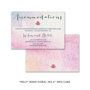 Bohemian watercolor floral "Kelly" Info / Accommodation Card | digibuddha.com