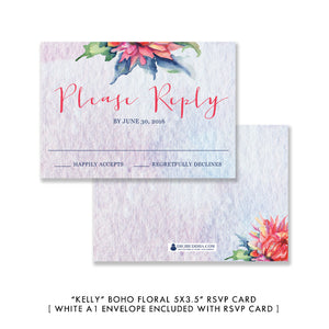 Bohemian watercolor floral "Kelly" RSVP Card | digibuddha.com