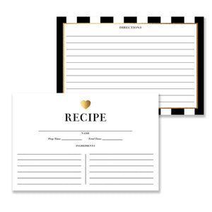 Gold Heart + Black Stripe Recipe Cards  |  Kendall