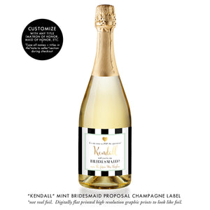 "Kendall" Mint Bridesmaid Proposal Champagne Labels