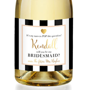 "Kendall" Peach Bridesmaid Proposal Champagne Labels