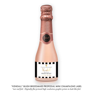 "Kendall" Blush Bridesmaid Proposal Champagne Labels