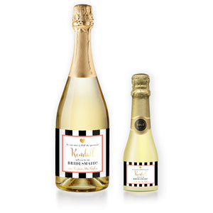 "Kendall" Coral Bridesmaid Proposal Champagne Labels