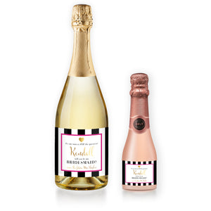 "Kendall" Hot Pink Bridesmaid Proposal Champagne Labels