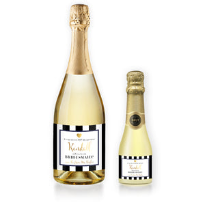 "Kendall" Navy Bridesmaid Proposal Champagne Labels