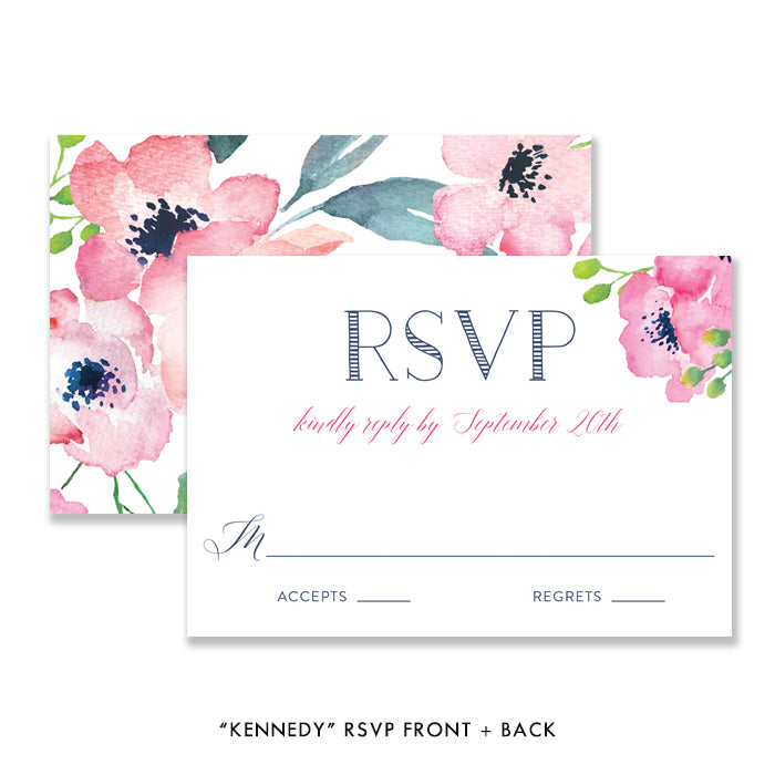 "Kennedy" Floral Watercolor Wedding Invitation