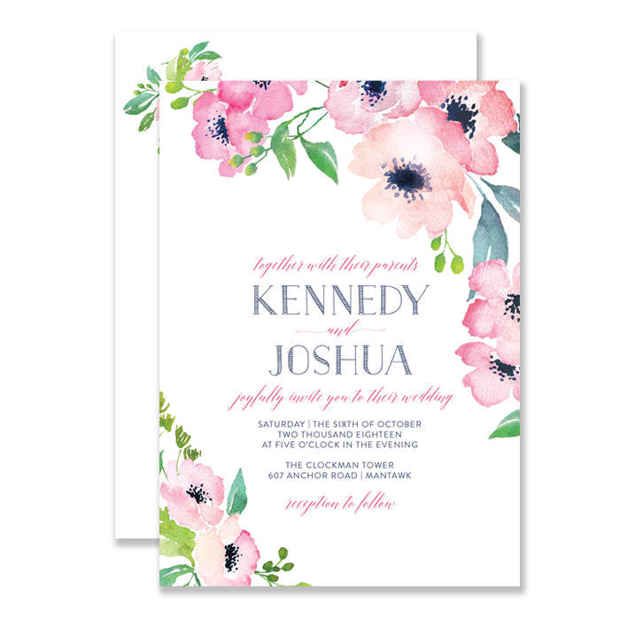"Kennedy" Floral Watercolor Wedding Invitation