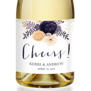 "Kerri" Boho Plum Floral Engagement Champagne Labels