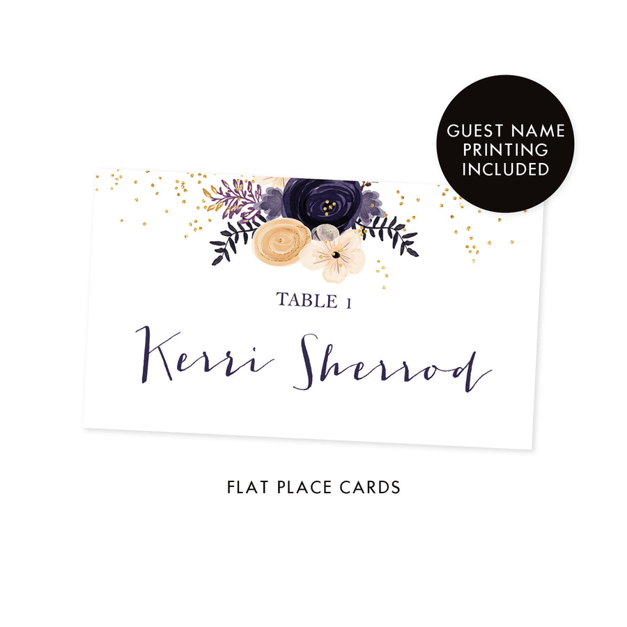 Boho Place Cards with Plum Floral | Kerri