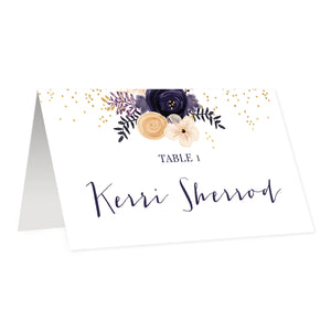 Boho Place Cards with Plum Floral | Kerri