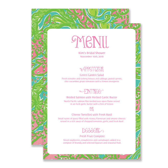 "Kim" Preppy Paisley Bridal Shower Menu