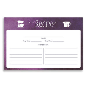Purple Ombre Watercolor Recipe Cards Gift Set | Kim