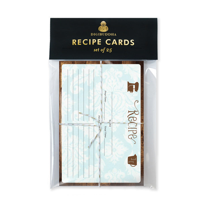 Damask Recipe Cards |  Kim Wood Blue