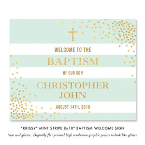 "Krissy" Mint Striped Baptism Invitation