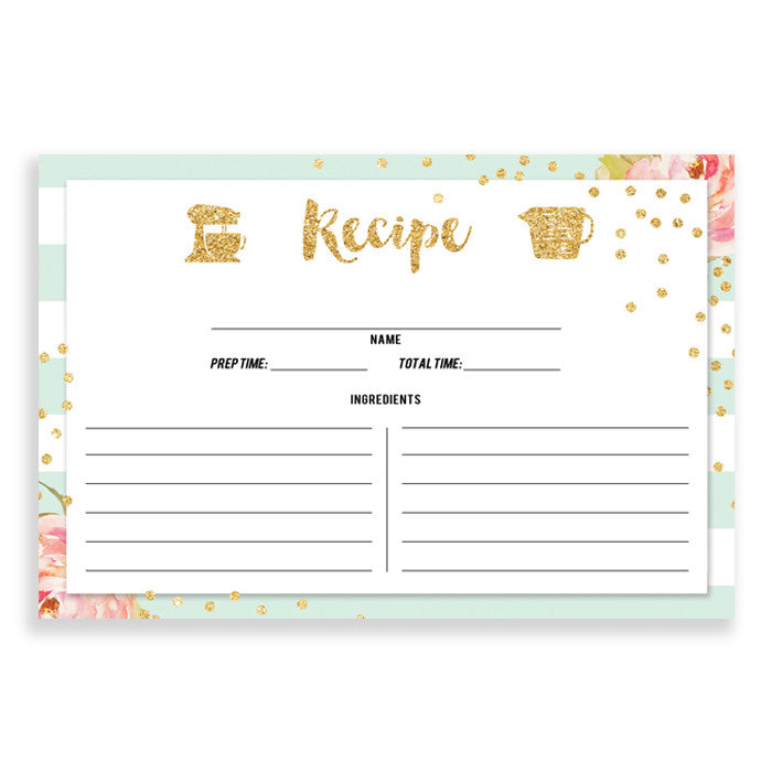 Floral + Stripe Recipe Cards |  Krissy Mint