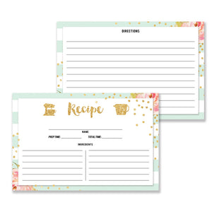 Floral + Stripe Recipe Cards |  Krissy Mint