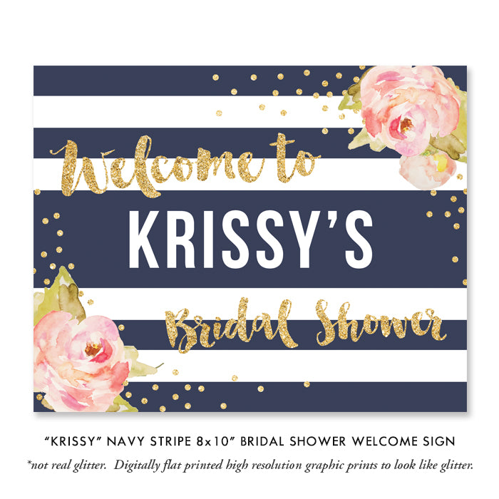 Navy Stripe Brunch and Bubbly Bridal Shower Invitations | Krissy