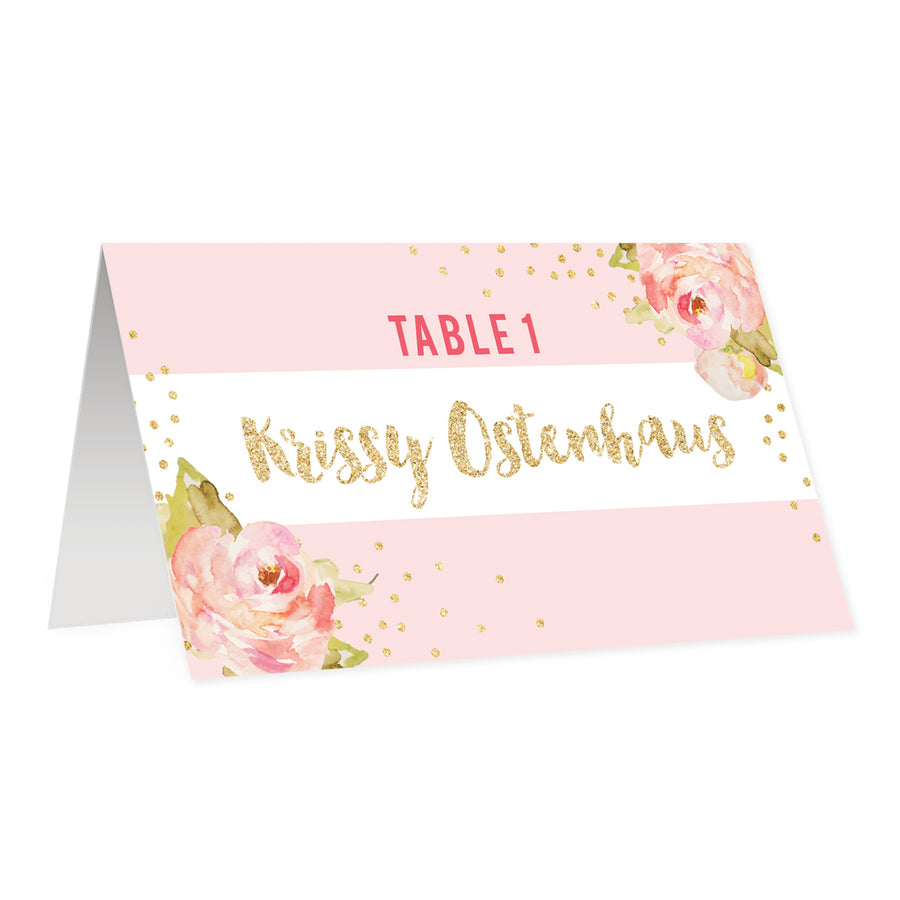 Blush + Pink Peonies Place Cards | Krissy