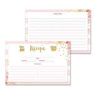 Floral + Stripe Recipe Cards |  Krissy Pink
