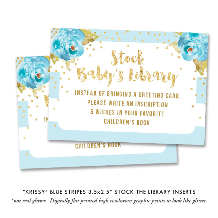 "Krissy" Blue Stripe Baby Shower Invitation