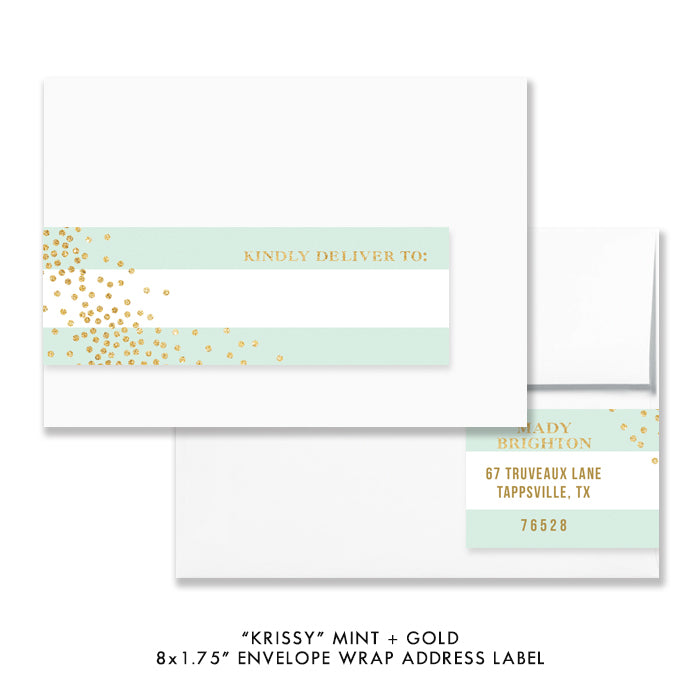 "Krissy" Mint Stripe Envelope Wrap Address Labels