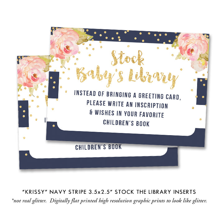 "Krissy" Navy Stripe Baby Shower Invitation
