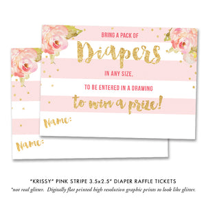 "Krissy" Blush Stripe Baby Shower Invitation