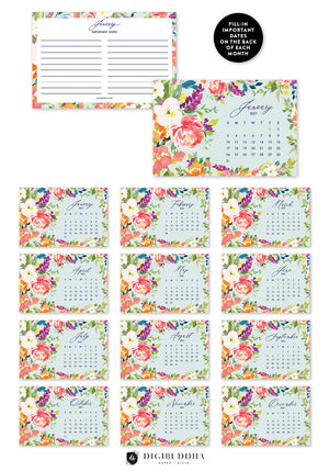 2021 Spring Floral Desk Calendar by Digibuddha | Coll. 13