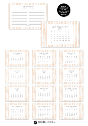 2021 Neutral Stripes Desk Calendar by Digibuddha | Coll. 14