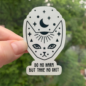 Do No Harm But Take No Shit Cat Sticker