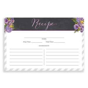 Floral + Stripe Recipe Cards |  Leah Gray Purple
