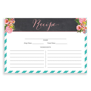 Floral + Stripe Recipe Cards |  Leah Teal