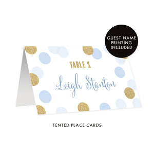 Blue + Gold Dots Place Cards | Leigh