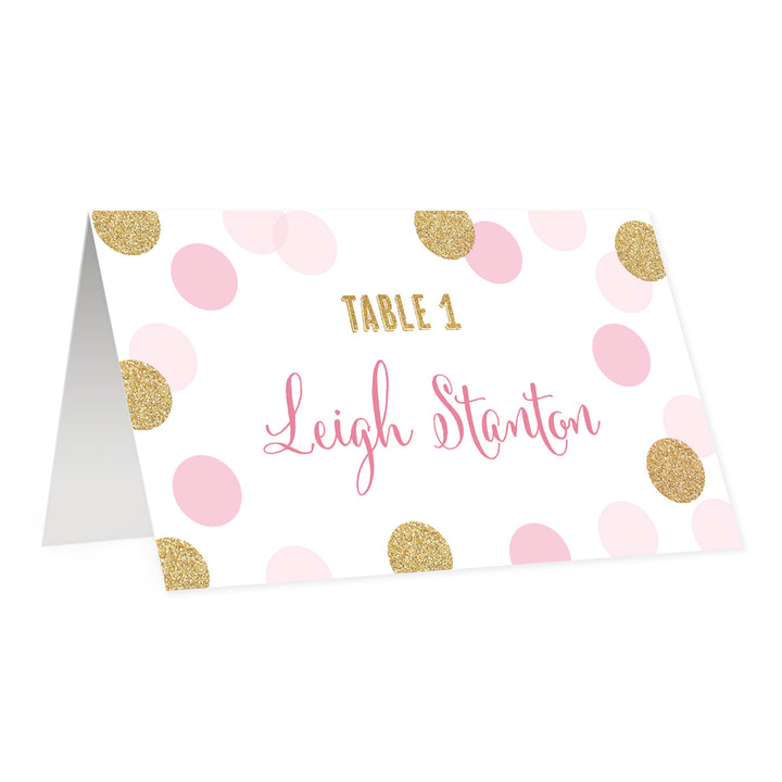 Pink + Gold Dots Place Cards | Leigh