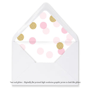 "Leigh" Pink + Gold Glitter Dots Envelope Liners