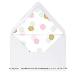 "Leigh" Pink, Mint + Gold Glitter Dots Envelope Liners