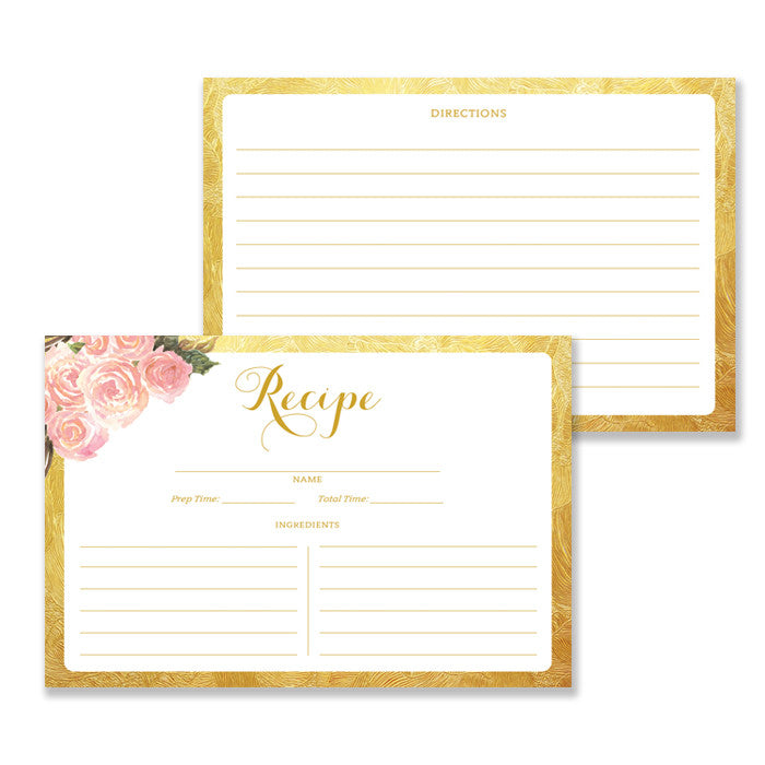Blush Pink + Gold Recipe Cards  |  Leona