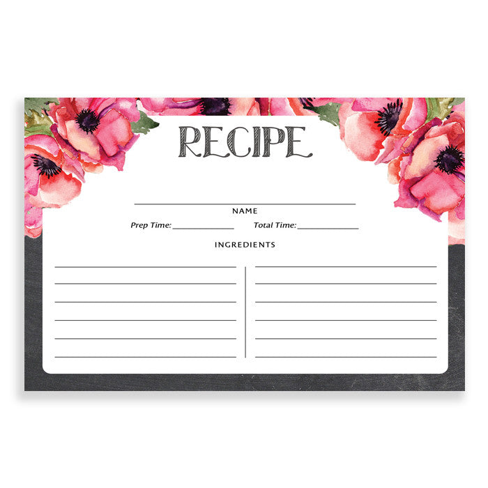 Floral Recipe Cards |  Leona Pink Chalk